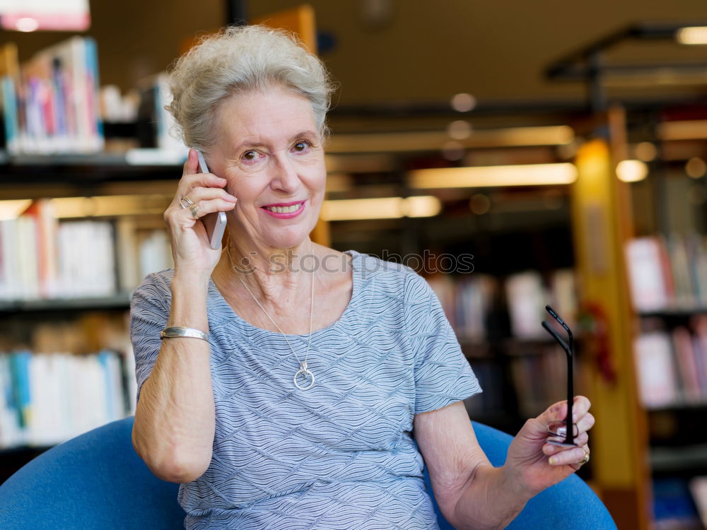 Similar – Image, Stock Photo Elderly woman on the mobile phone at home