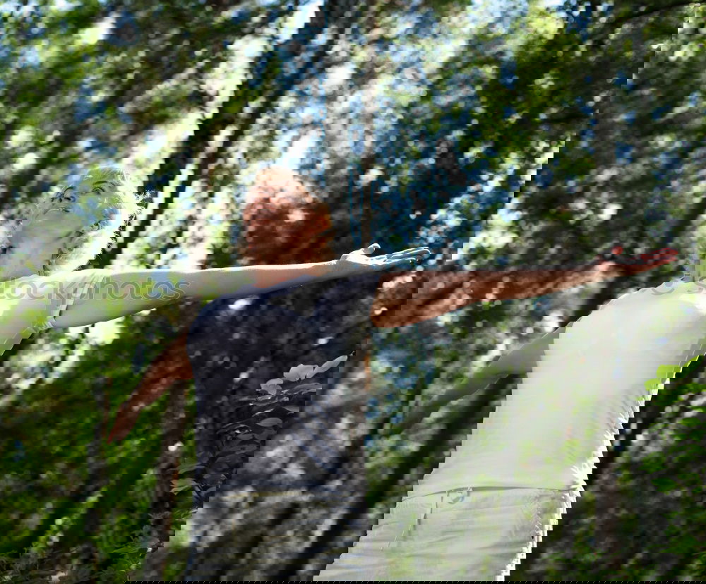 Similar – Image, Stock Photo Man doing yoga in nature.