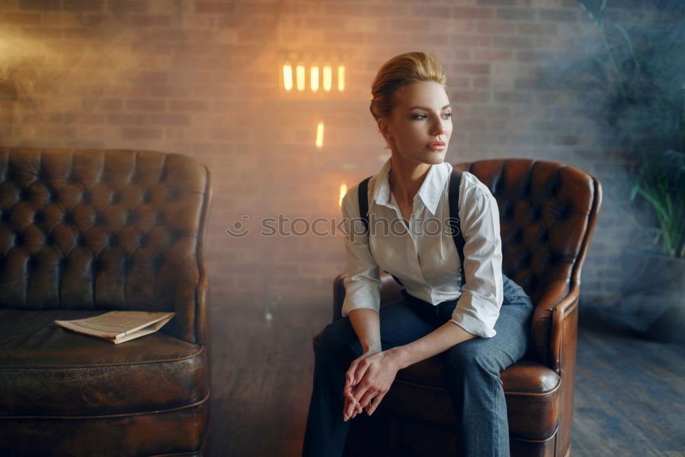 Similar – Image, Stock Photo Blonde woman in armchair