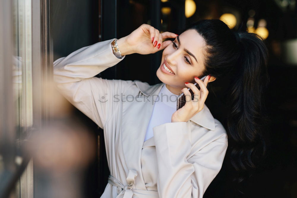 Similar – Image, Stock Photo Woman talking phone at shop