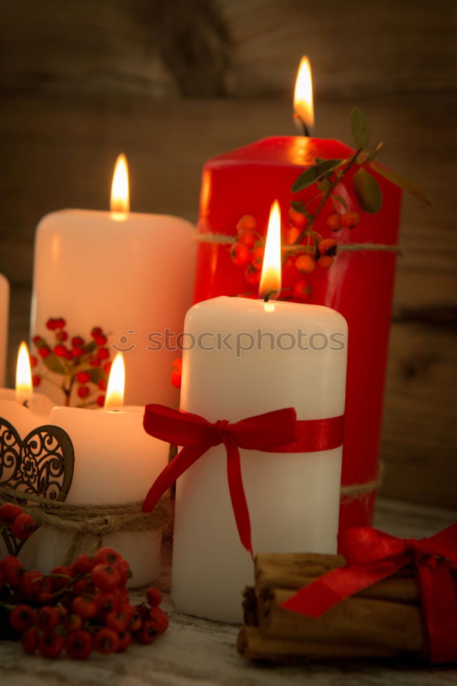 Similar – Image, Stock Photo Candle with Christmas decoration