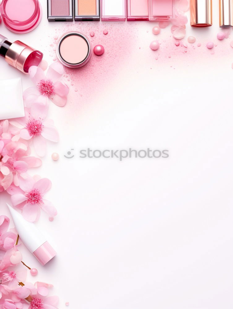 Similar – Glänzende Make-up-Produkte und Accessoires auf Rosa