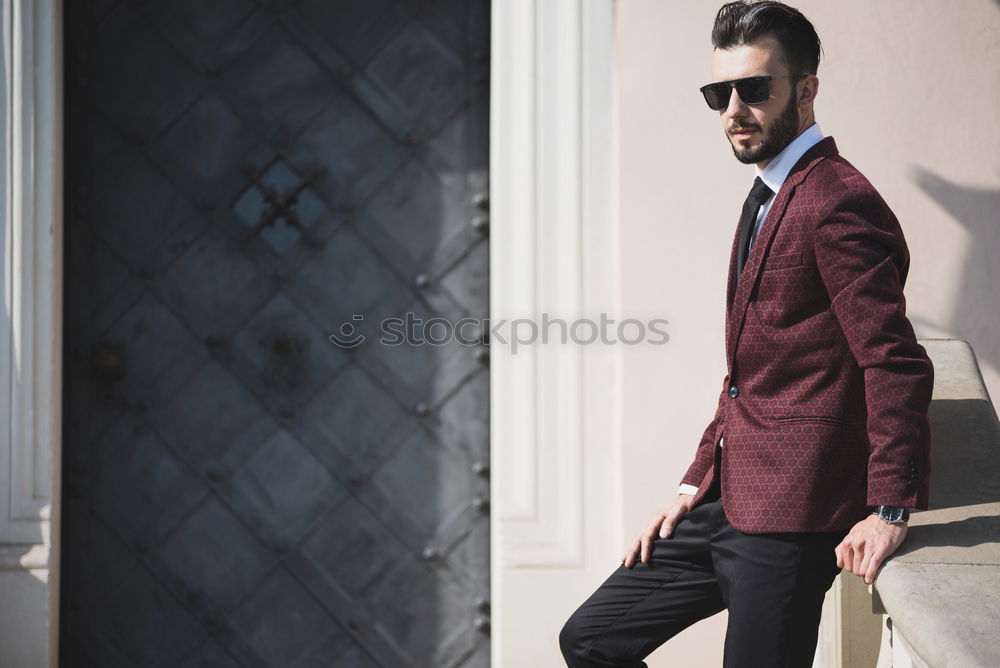 Similar – Image, Stock Photo Bearded man in urban background wearing british elegant suit