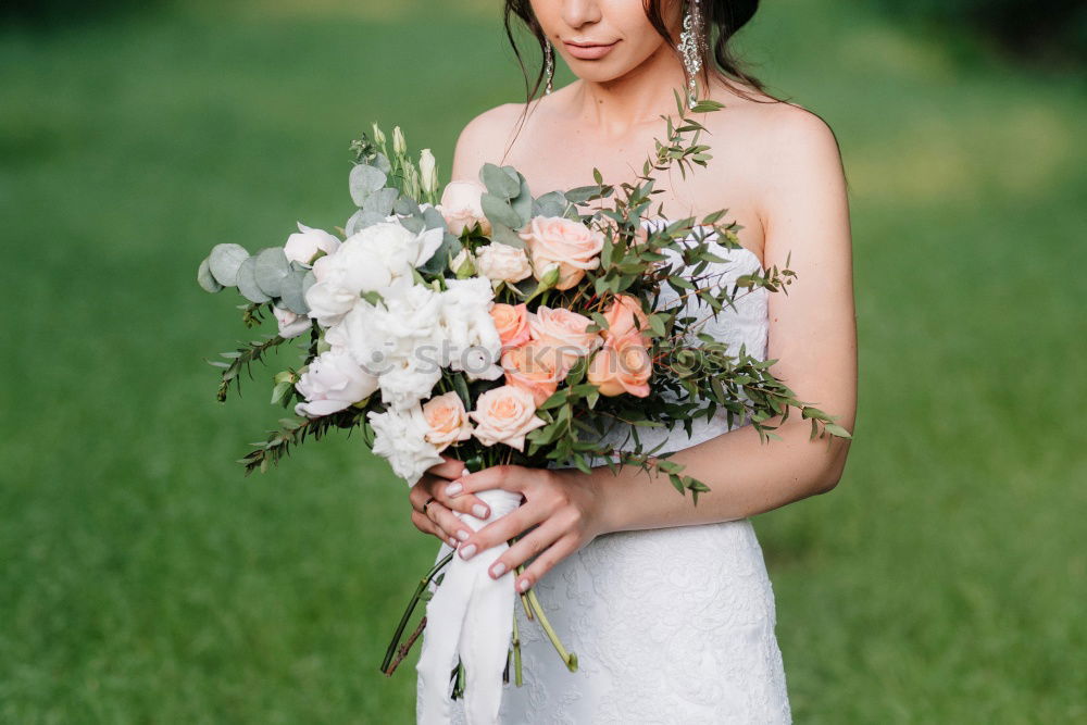 Image, Stock Photo kiss me …. young brunette woman dressed like a princess looks skeptically at a frog on her hand and considers whether to kiss it