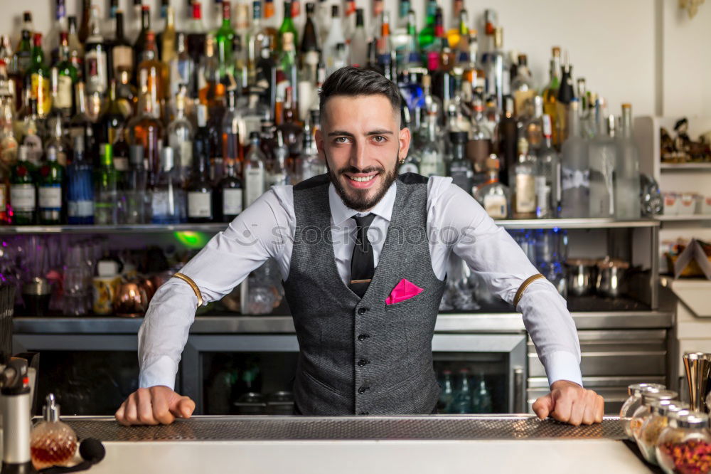 Similar – Image, Stock Photo Barman is making cocktail at night club