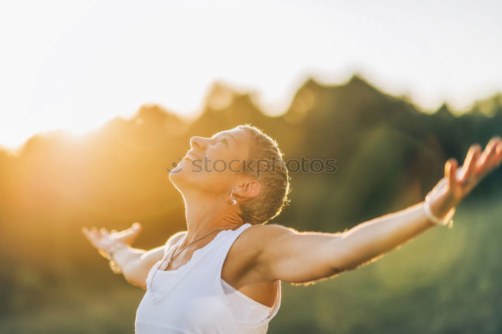 Similar – Image, Stock Photo Cheerful woman smiling in garden