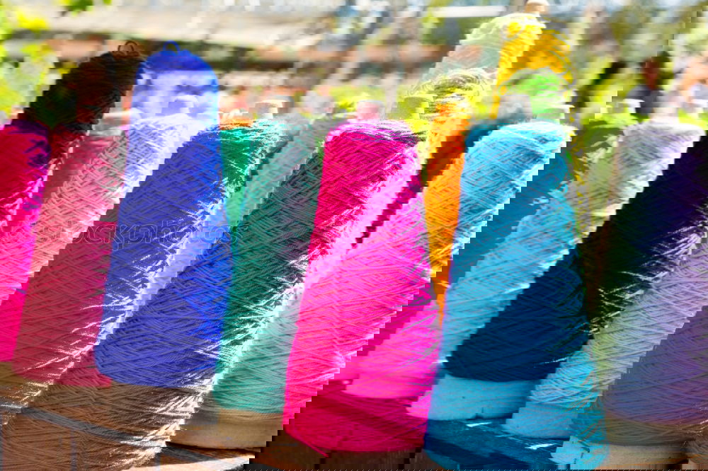 Similar – Image, Stock Photo Towels in pink and light blue on the clothes horse on a balcony in the old town of Bursa in Turkey