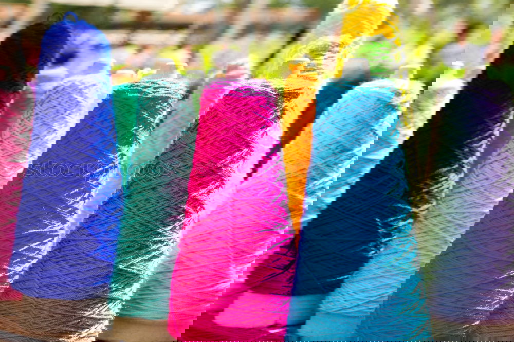 Image, Stock Photo Towels in pink and light blue on the clothes horse on a balcony in the old town of Bursa in Turkey