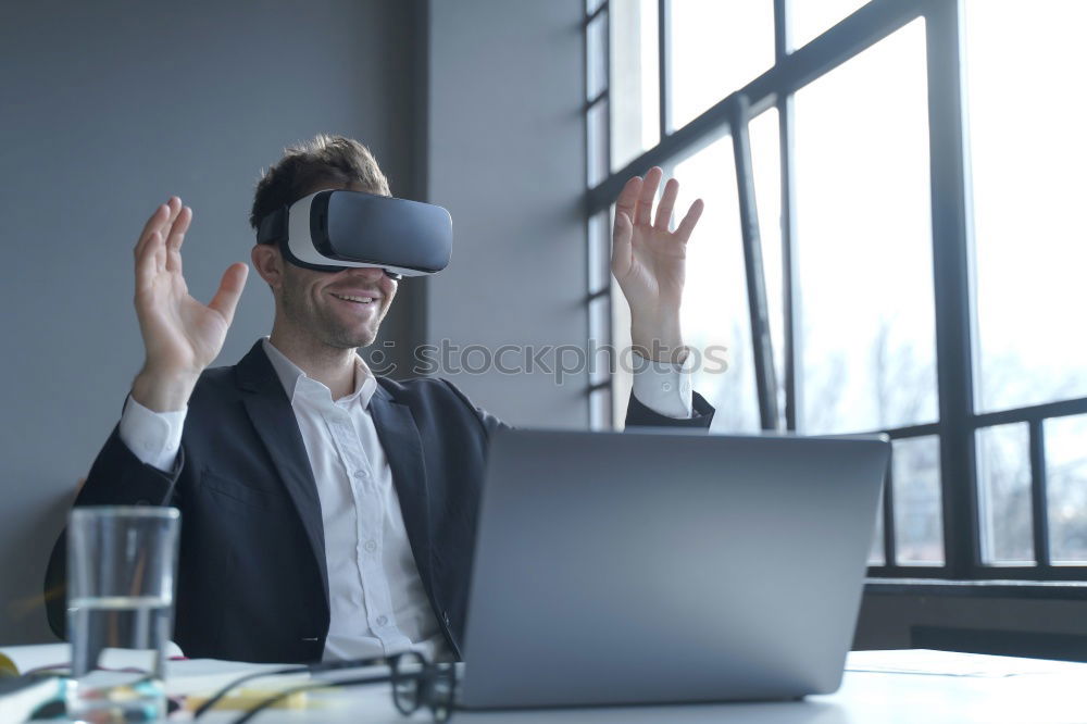 Similar – Image, Stock Photo afro businessman playing virtual reality simulation