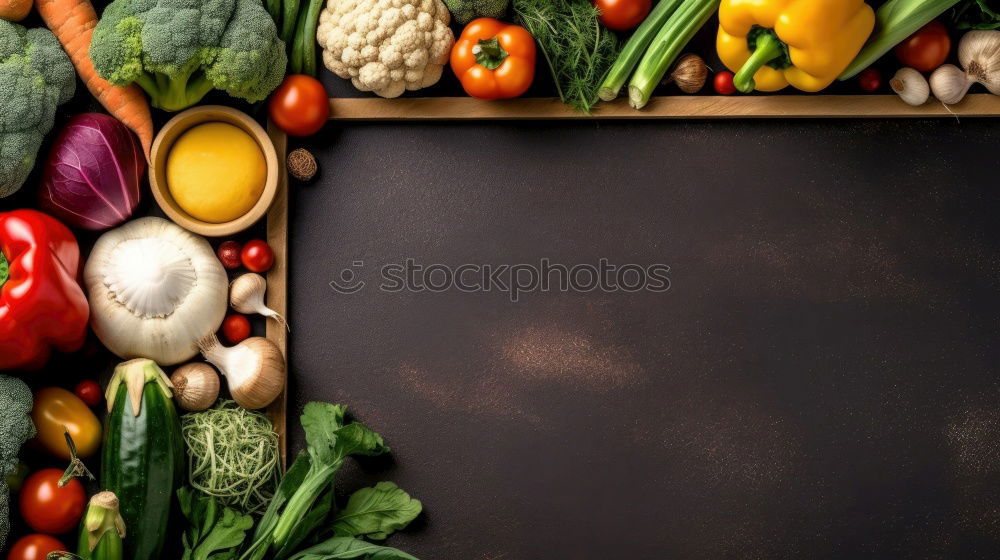 Similar – Vegetables and utensils on kitchen table