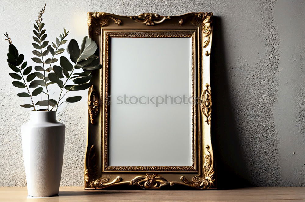 Similar – Image, Stock Photo Ornate oval metal picture frame without picture on a rusty nail on the outside of a brown wooden hut in the harbor garden in Offenbach am Main in Hesse, Germany