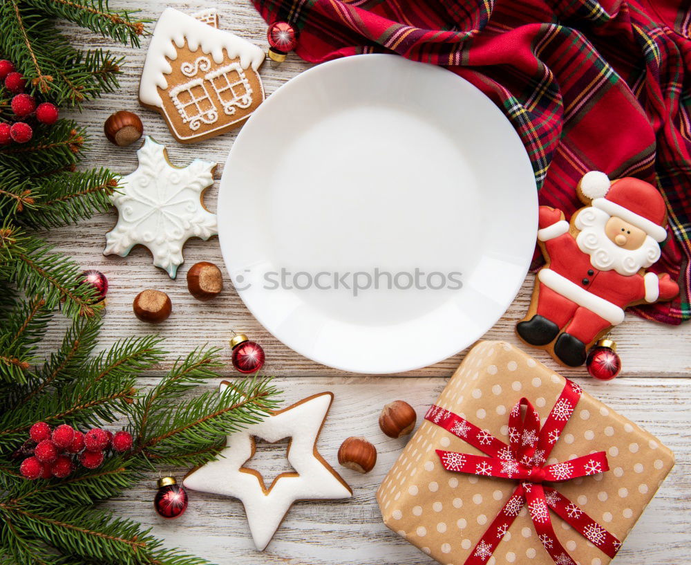 Similar – Image, Stock Photo Woman holding cookies box above christmassy table