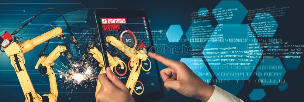 Image, Stock Photo Mechanic man welding metal material in garage