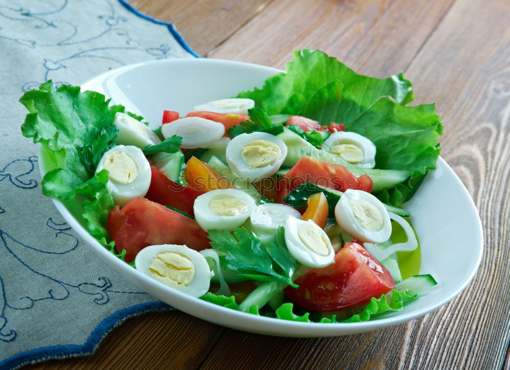 Similar – Image, Stock Photo Arugula salad with roasted radishes and feta cheese