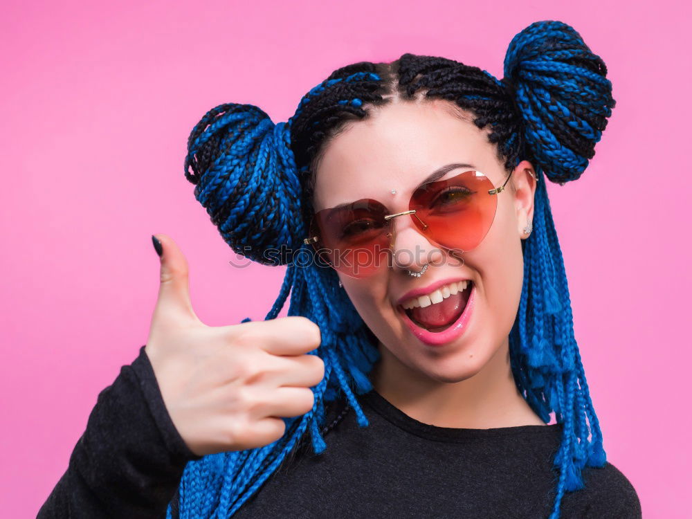 Similar – Image, Stock Photo young woman doing facial expressions against a pink background