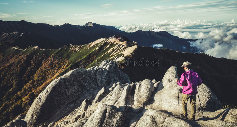 Similar – Image, Stock Photo Young woman crossing the Alps