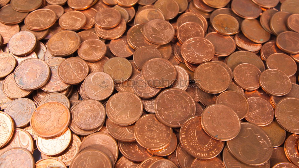 Image, Stock Photo 1 and 2 cent coins Money