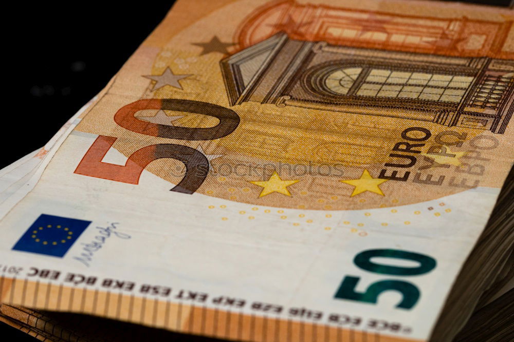 Similar – Image, Stock Photo 500 euros cash money stack of the Bank for Finance banknotes