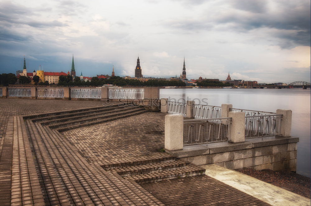 Image, Stock Photo View over the Warnow to Rostock.