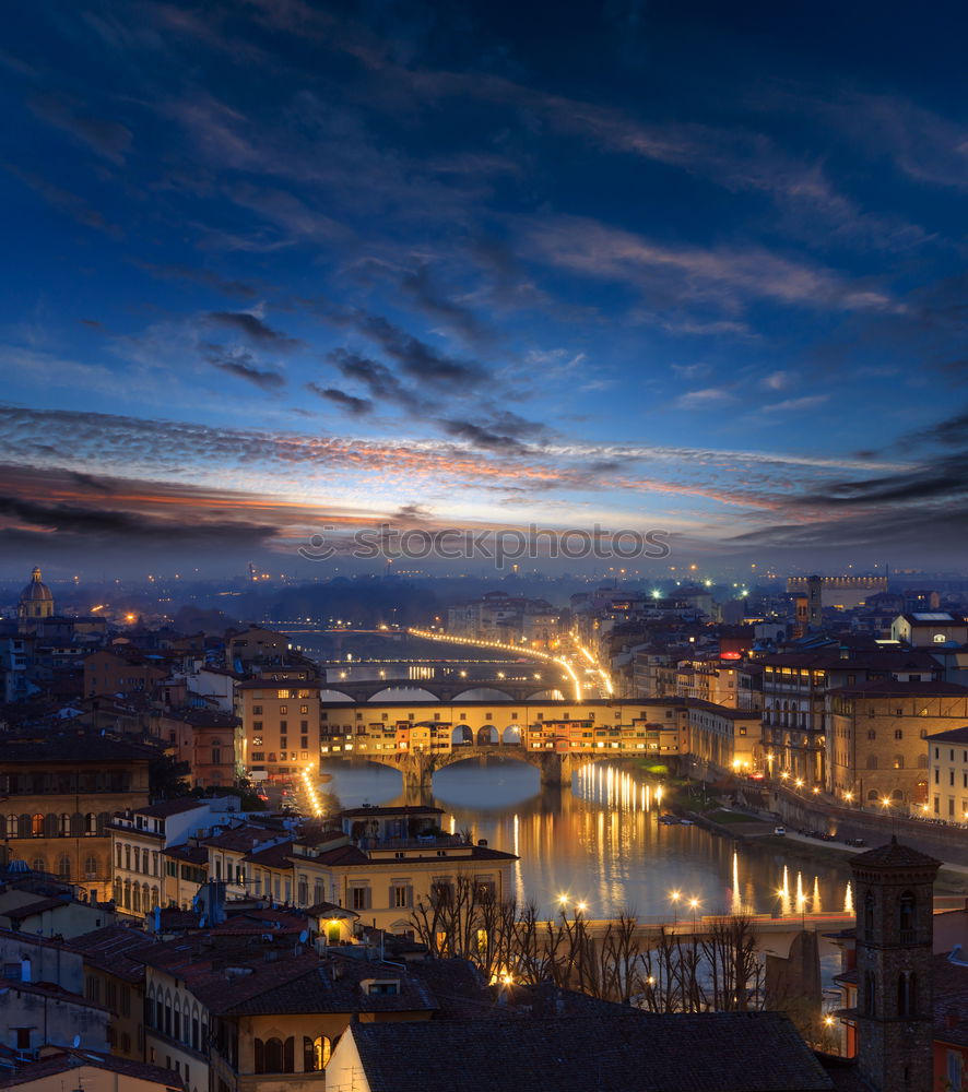 Panoramic view of Naples city by night, Italy