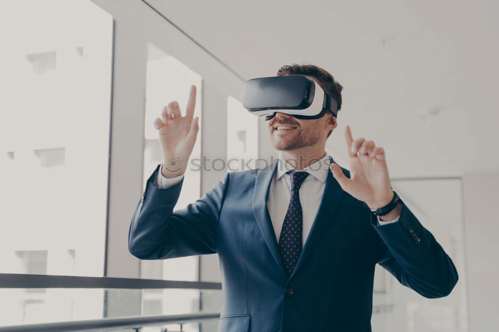 Image, Stock Photo afro businessman playing virtual reality simulation