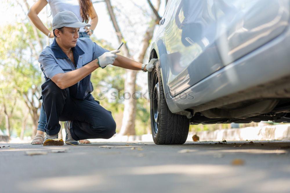 Similar – Image, Stock Photo Man worker washing car with sponge