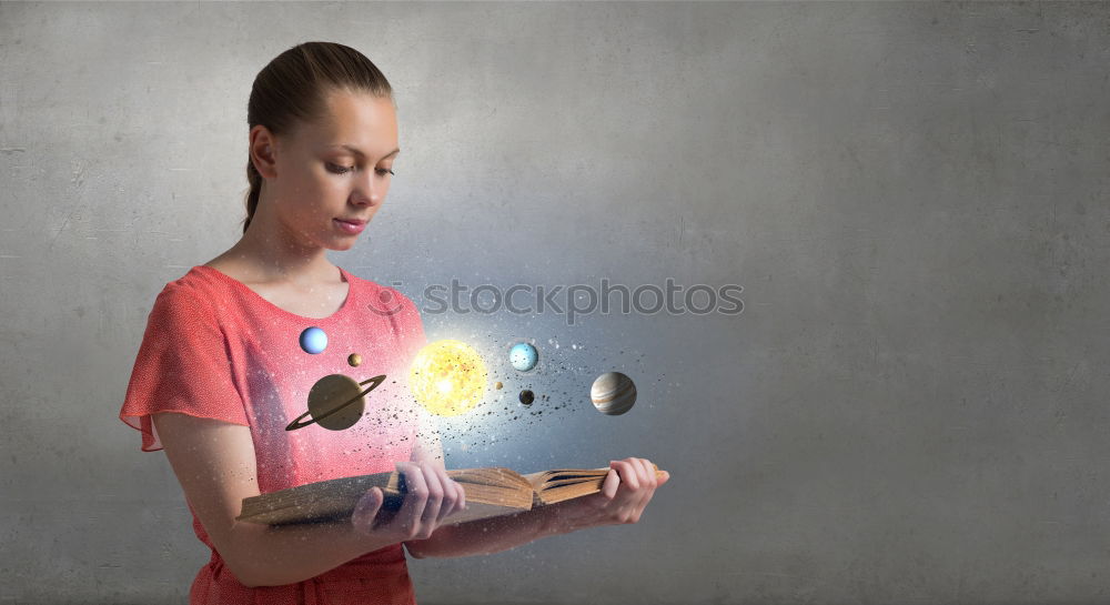 Similar – Image, Stock Photo Young smiling girl celebrating New Year holding sparklers