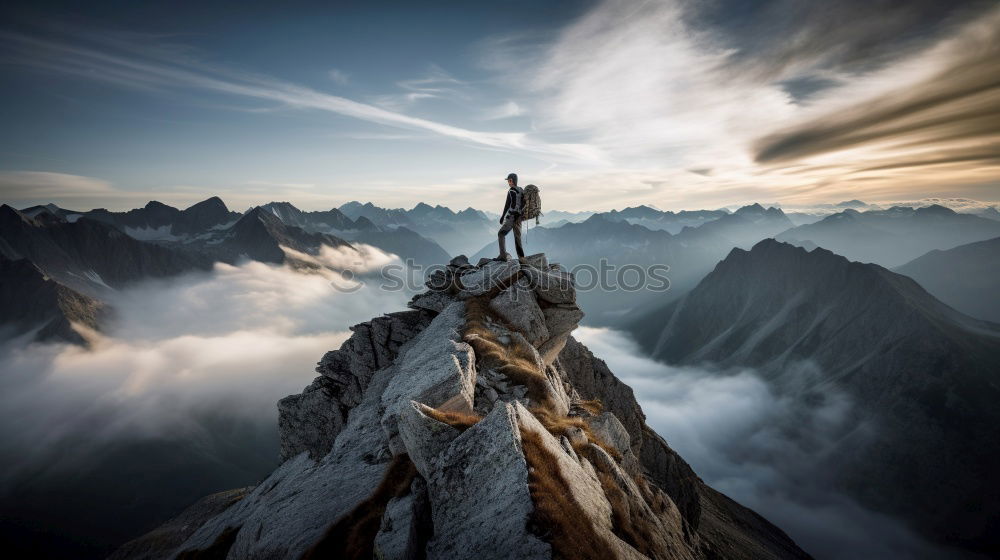 Image, Stock Photo Visitors to the summit of Zugspitze