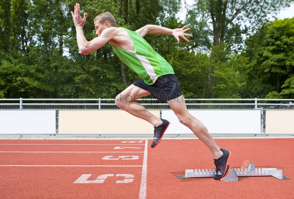 Similar – Side view of male sprinter