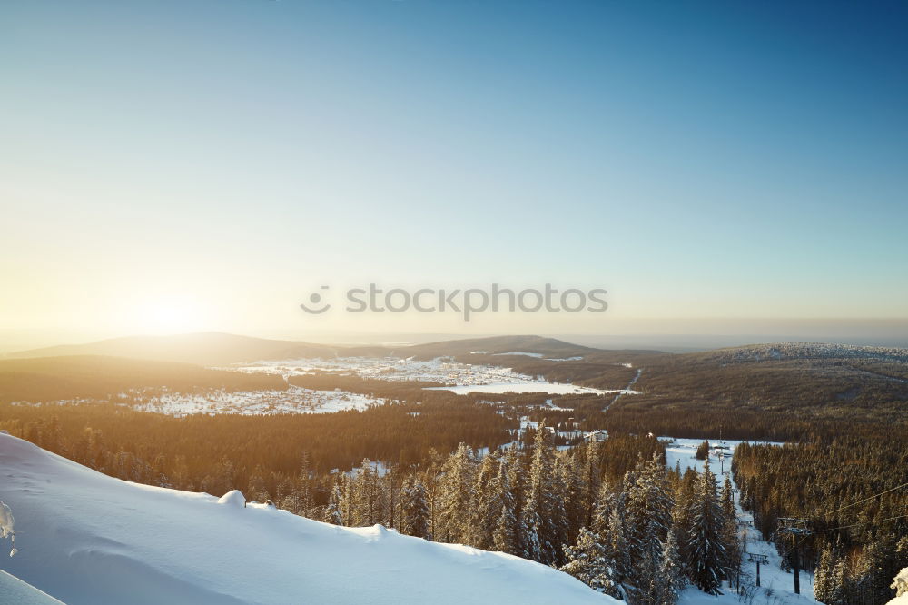 Similar – Sunset over the winter landscape