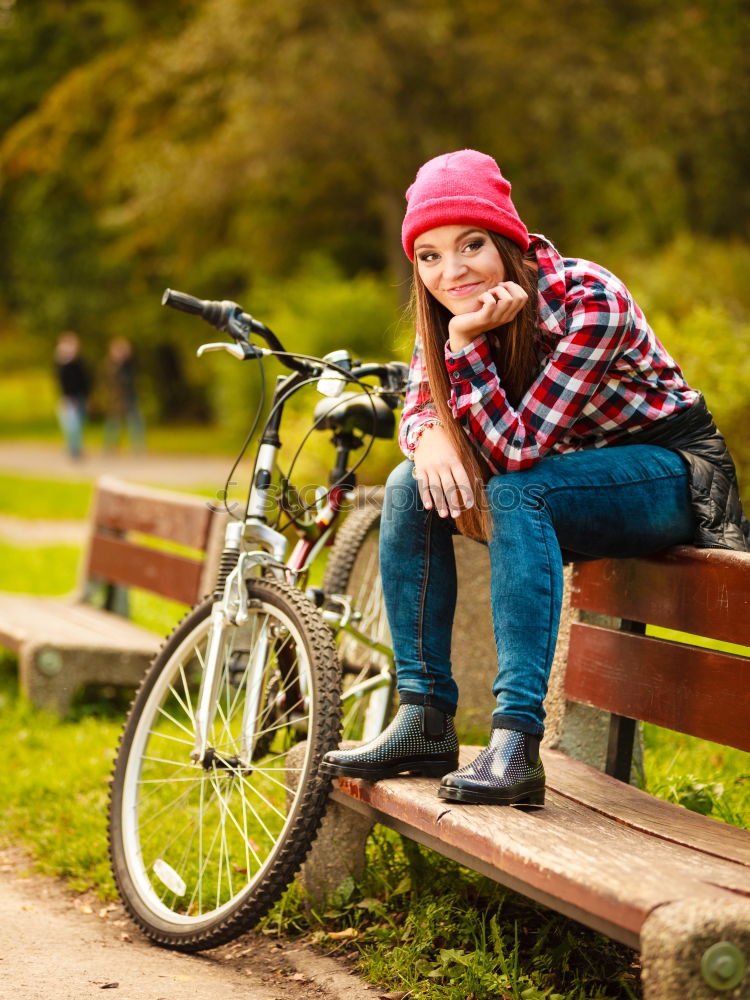 Similar – father and daughter fixing problems with bicycle outdoor