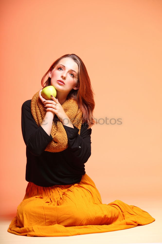 Image, Stock Photo Pretty woman dancing in studio