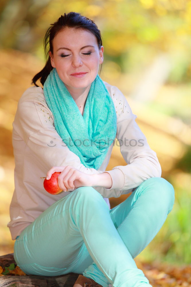 Similar – Image, Stock Photo Beautiful brunette in white on green