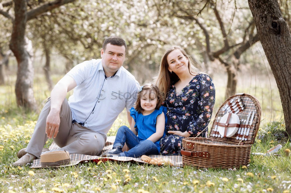 Similar – Image, Stock Photo Grandmother with her grandchildren sitting in the field