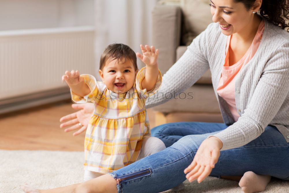 Image, Stock Photo happy toddler girl playing with mother