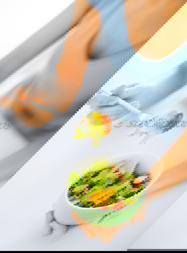 Similar – Image, Stock Photo Woman eating quinoa and vegetables in bowl