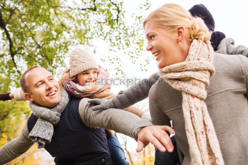 Similar – Image, Stock Photo Happy couple with daughter in the forest