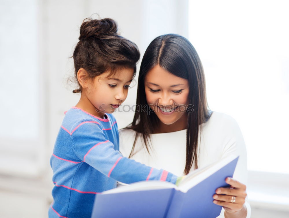 Similar – Image, Stock Photo Mother and her child with digital tablet.