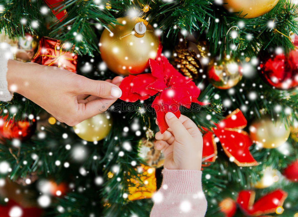 Image, Stock Photo Girl making Christmas tree decoration from paper