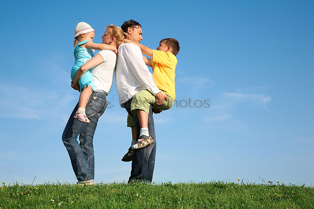 Similar – Image, Stock Photo Father and son playing on the beach at the day time. Concept of friendly family.
