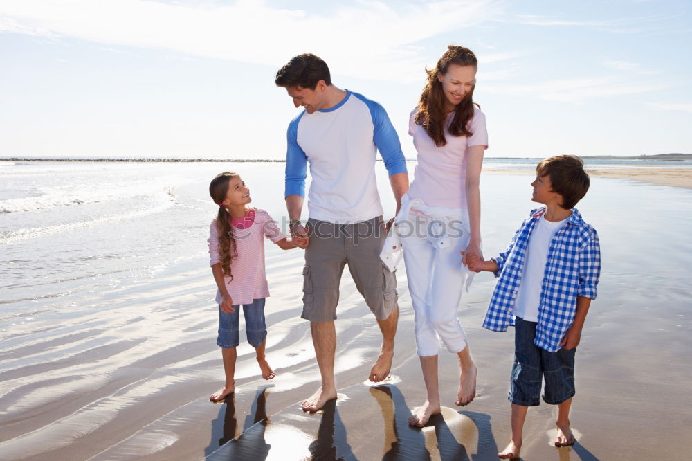 Similar – Image, Stock Photo Happy family standing near the lake at the day time.