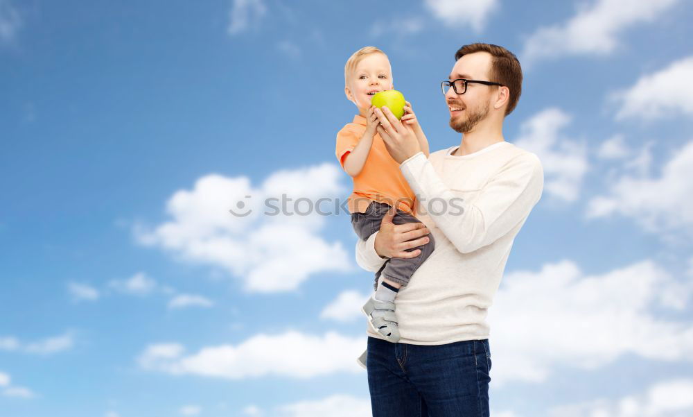 Similar – Image, Stock Photo Father and son running in the park.