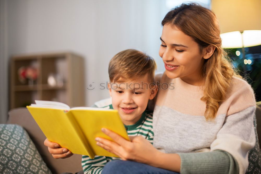 Similar – happy mother and toddler son using tablet