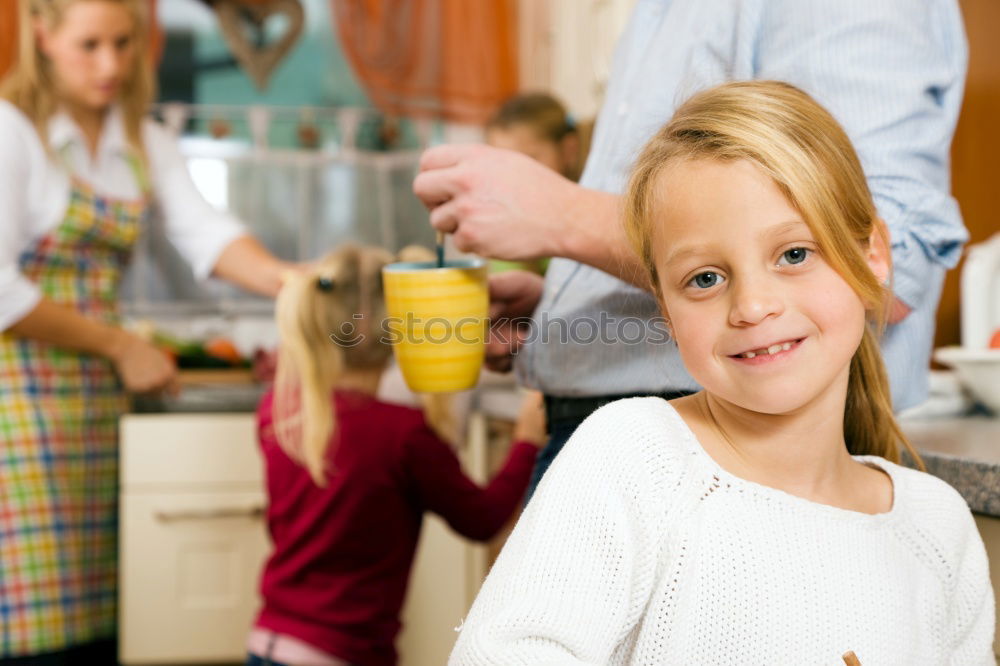 Similar – Image, Stock Photo Portrait of little girl preparing baking cookies.