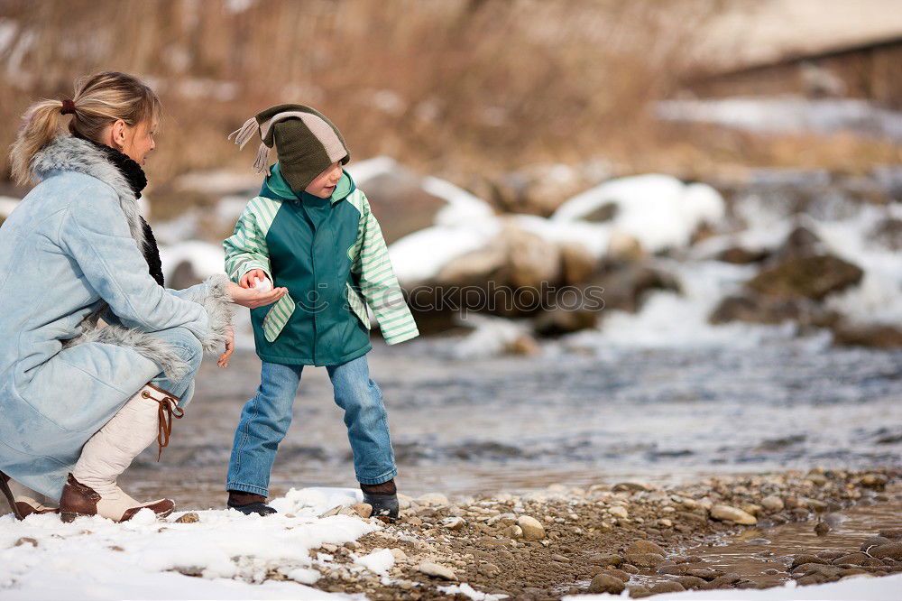 Similar – Image, Stock Photo Happy family walking together holding hands in the forest