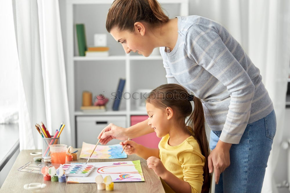 Similar – Image, Stock Photo happy toddler girl playing with pregnant mother
