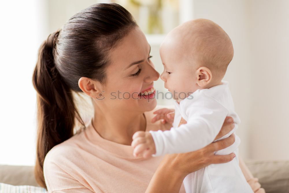 Similar – Image, Stock Photo portrait of a beautiful baby girl and her mother at home