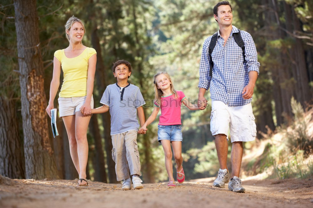 Similar – Image, Stock Photo Happy family standing near the lake at the day time.