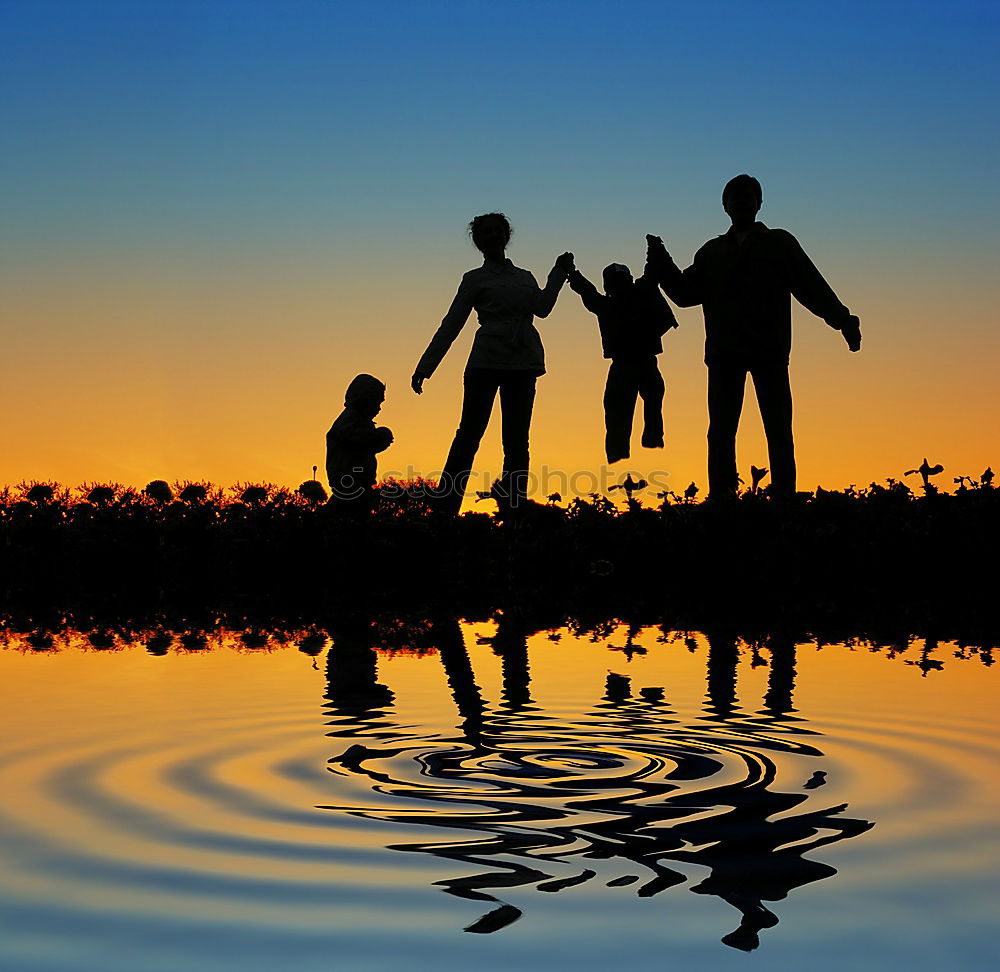 Similar – Silhouette of happy family