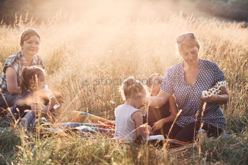 Similar – Image, Stock Photo Group of friends hanging out at beach in summer